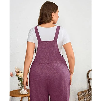 Plus Size Women's Jumpsuit with Straps, High Waist, Short Style