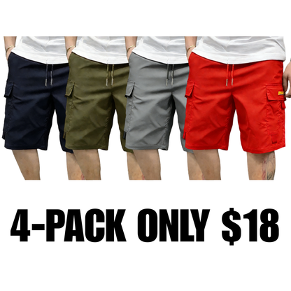 Street Style Three-Piece Set Men's Multi-Pocket Cargo Shorts