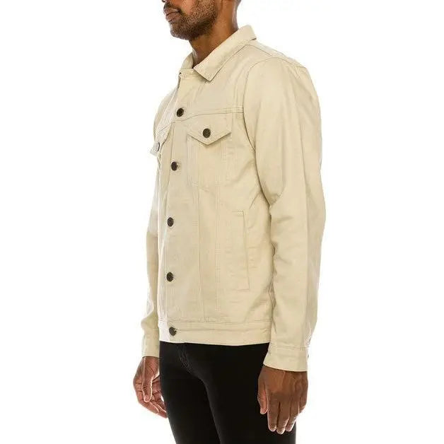 Essential Colored Denim Jacket - Classic Fit Long Sleeve Buttoned Pockets 100% Cotton Menswear Tops