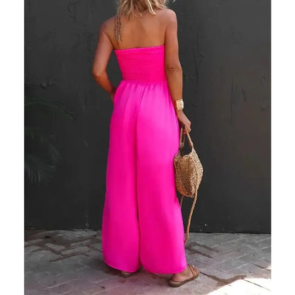Women‘s Sleeveless Strapless Wide Leg Jumpsuits
