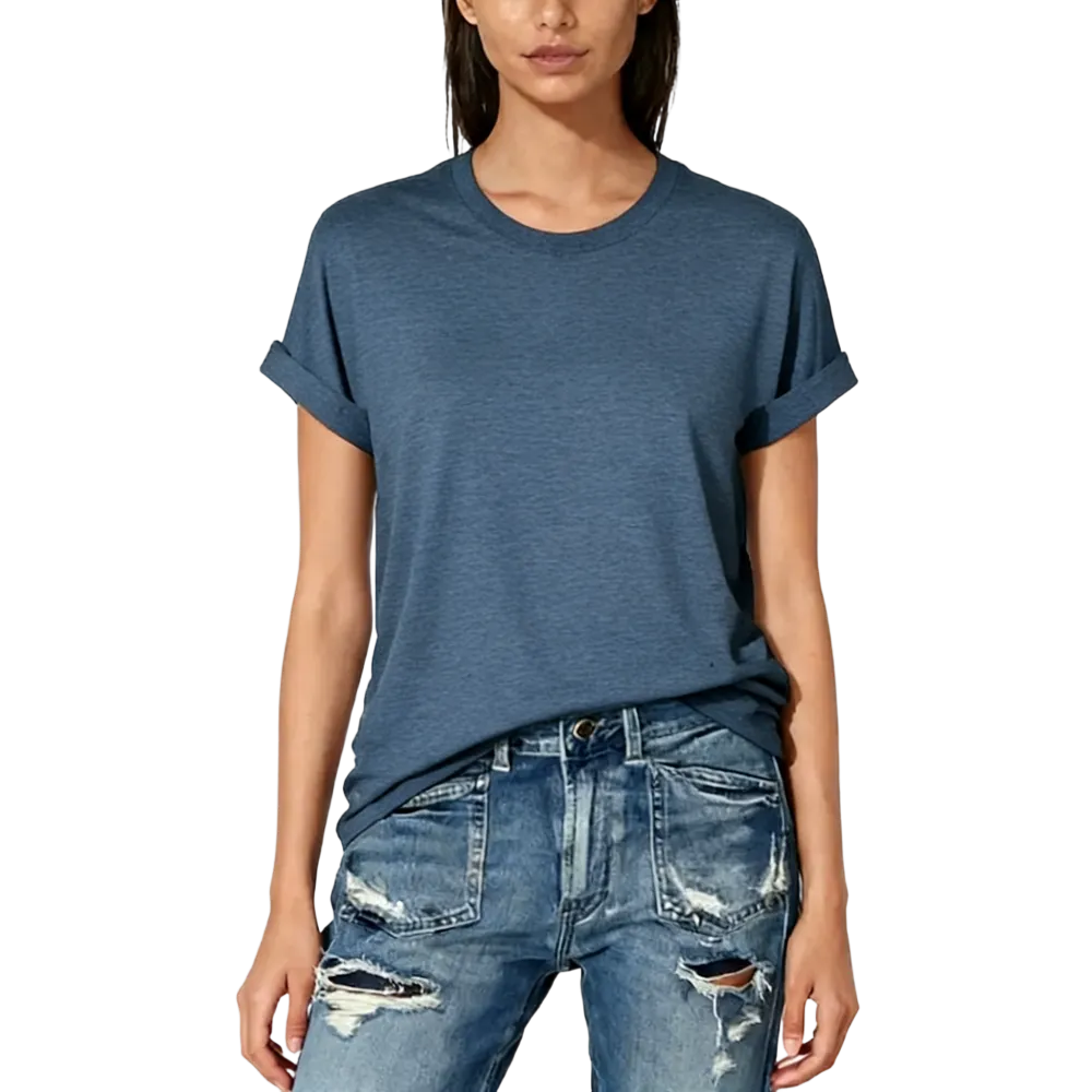 Women's Solid Round Neck Tee, Casual Short Sleeve Crew Neck T-Shirt for Summer