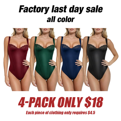 Basic sexy faux leather corset bodysuit