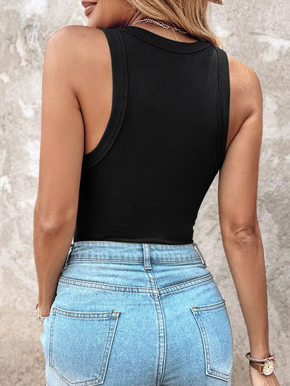 Round Neck Built-in Bra Ribbed Tank Top/Ribbed Built-in Bra Tank Top