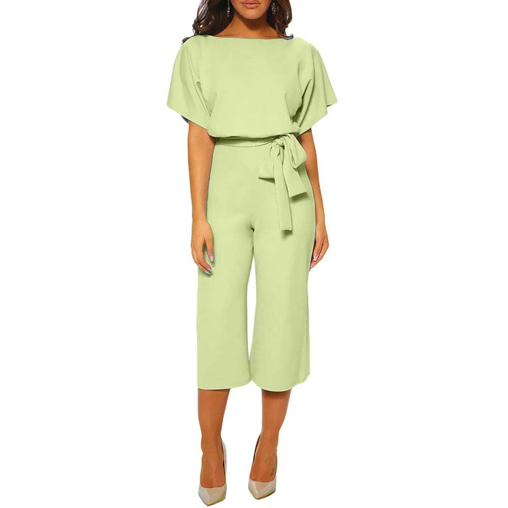 Women's Summer And Autumn Short Sleeved Jumpsuit
