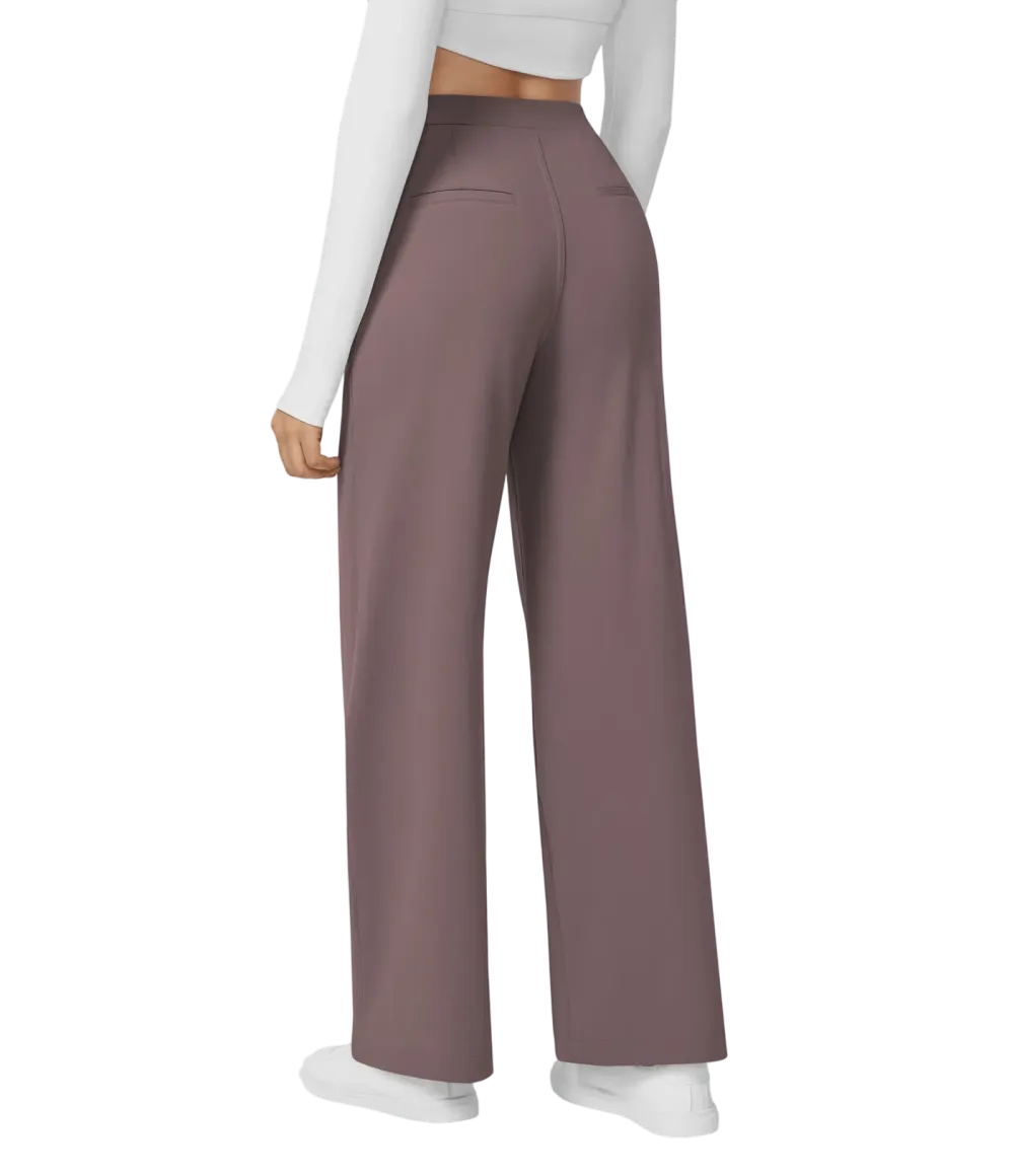 High Waisted Pocket Straight Leg Work Pants