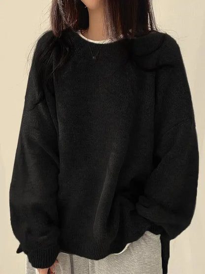 Drop Shoulder Split Hem Sweater