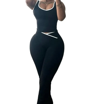 Summer strapless vest-style backless casual two-piece set including flared pants