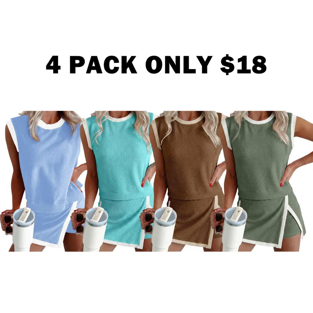 Women's Crewneck Ribbed 2-Piece Sets