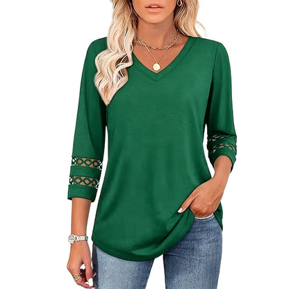 Summer Sale👗Womens 3/4 Length Sleeve Tops Trendy V Neck T Shirts