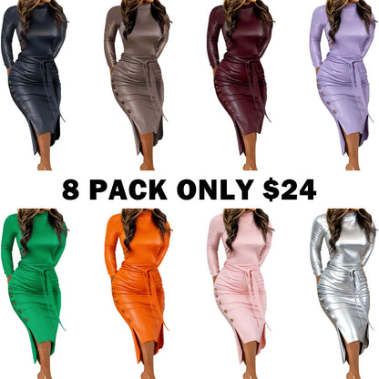 Women's Leather Split Dress