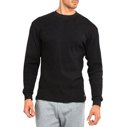 Men’s Cotton Waffle-Knit Thermal Shirt – Long Sleeve Warm Crewneck Top