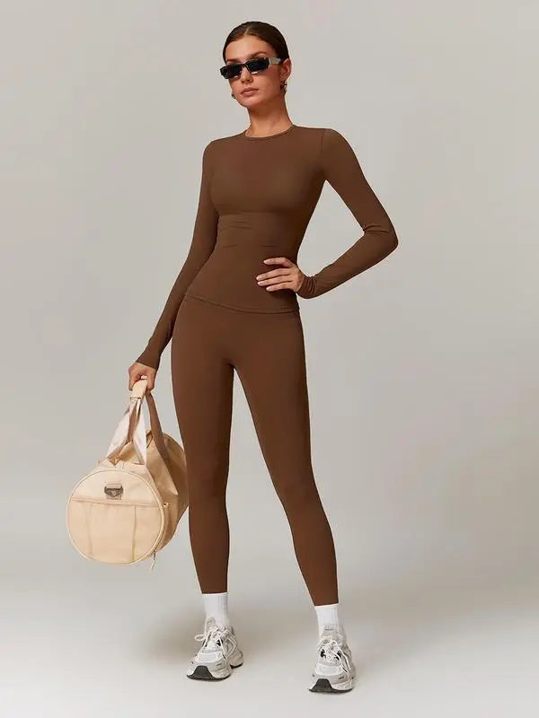Skinny Tee & High Waist Leggings Tracksuit Set