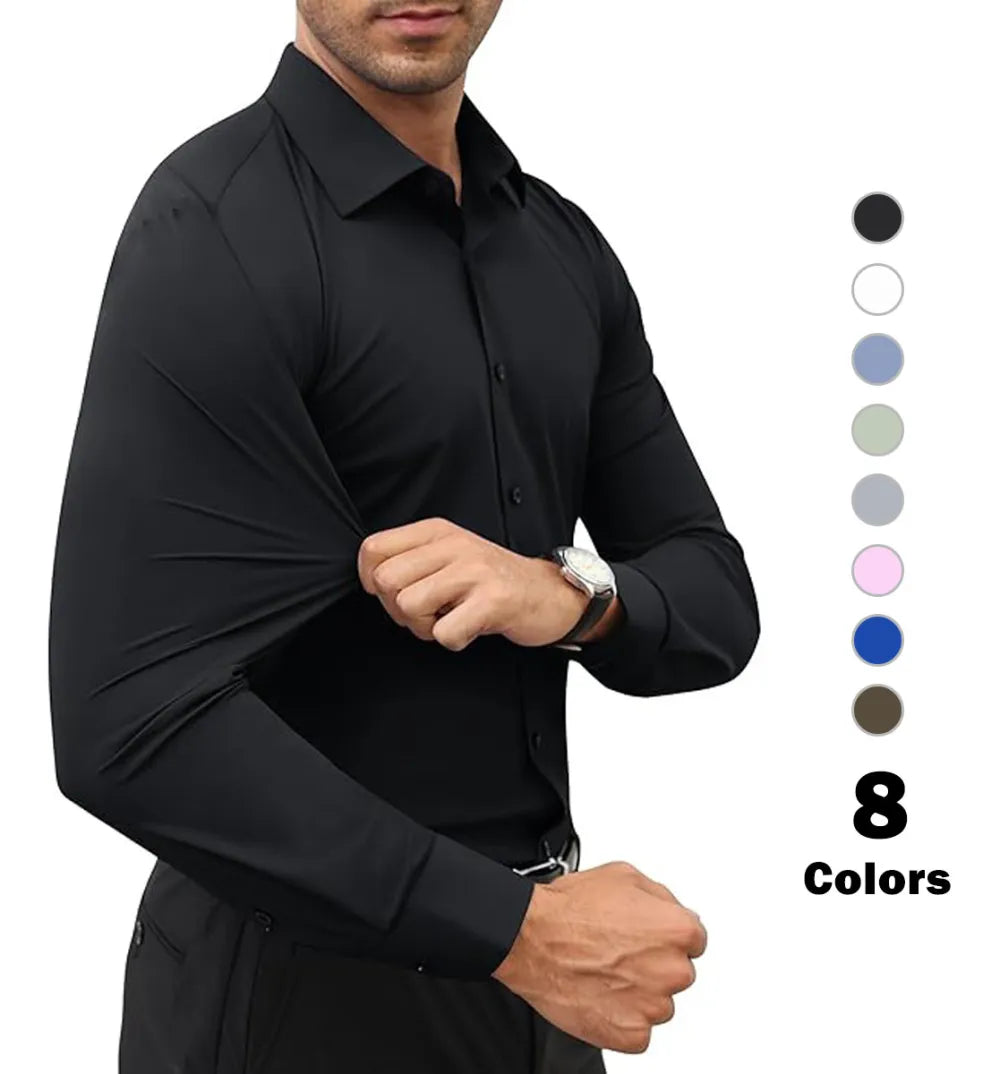 Men's 16-Way Stretch Slim Fit Long Sleeve Button Down Shirts