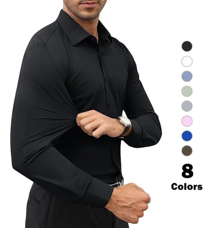 Men's 16-Way Stretch Slim Fit Long Sleeve Button Down Shirts