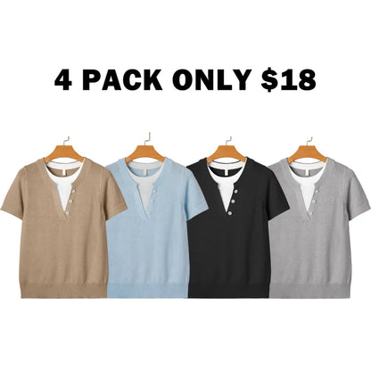 Women's Wool-Blend Casual Short Sleeve Knitwear