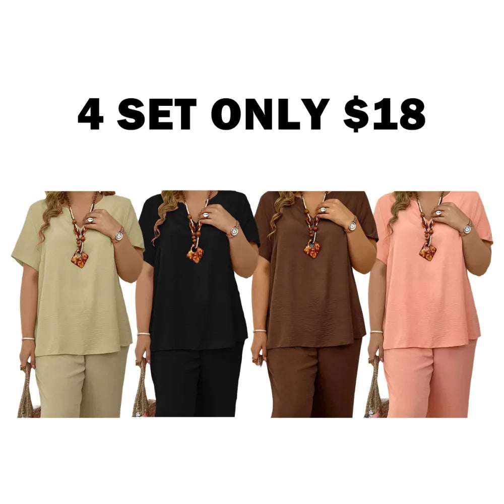 Women's Plus Size Elegant Wide Leg Pants Set
