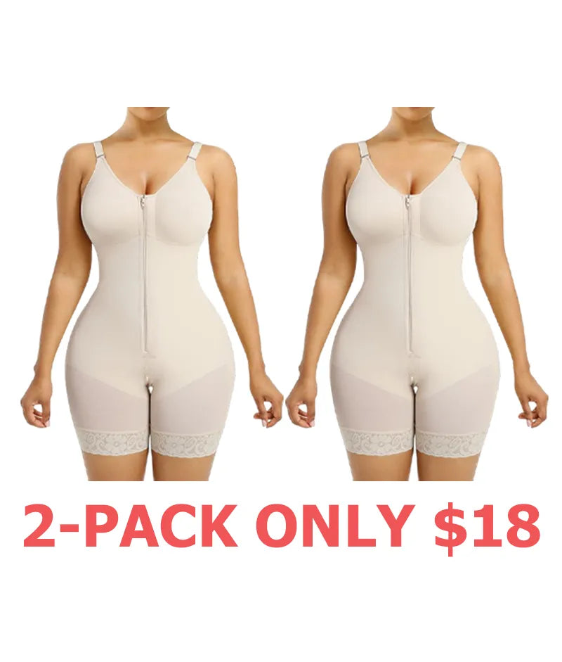 Women's Shaping Underwear Tummy-Control and Butt-Lifting Shaping Pants Zippered Crotch Removable Straps