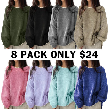 Drop Shoulder Split Hem Sweater