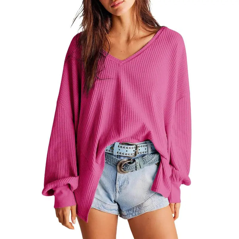 Womens Waffle Knit Tops