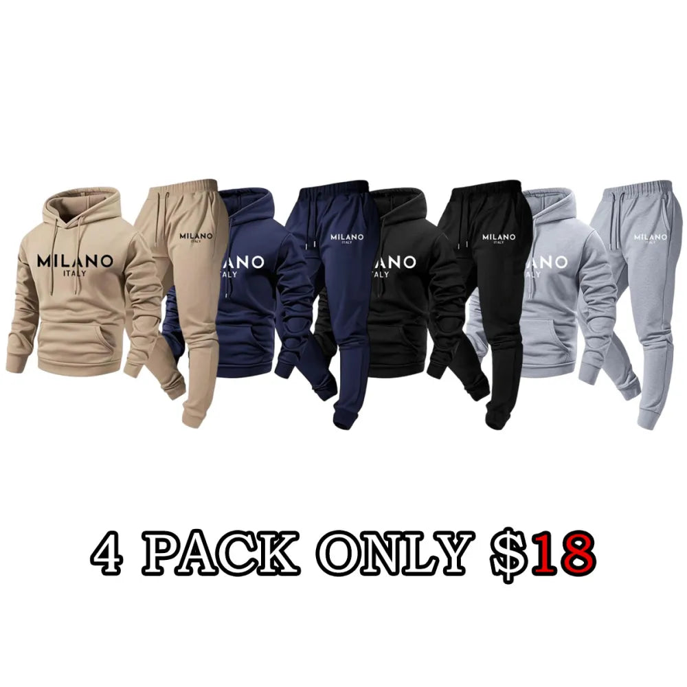 Men's Milano Printed Hoodie and Drawstring Sweatpants Set