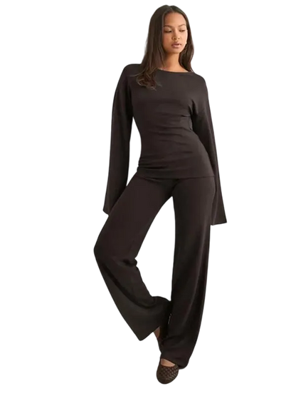 Long Sleeve Top & Straight Leg Pants Set