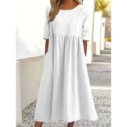 Summer New Cotton and Linen Casual Short Sleeve