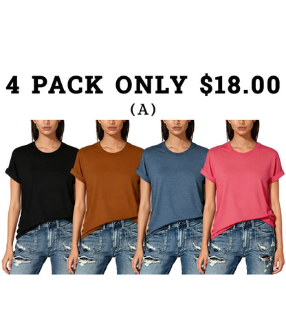 Women's Solid Round Neck Tee, Casual Short Sleeve Crew Neck T-Shirt for Summer