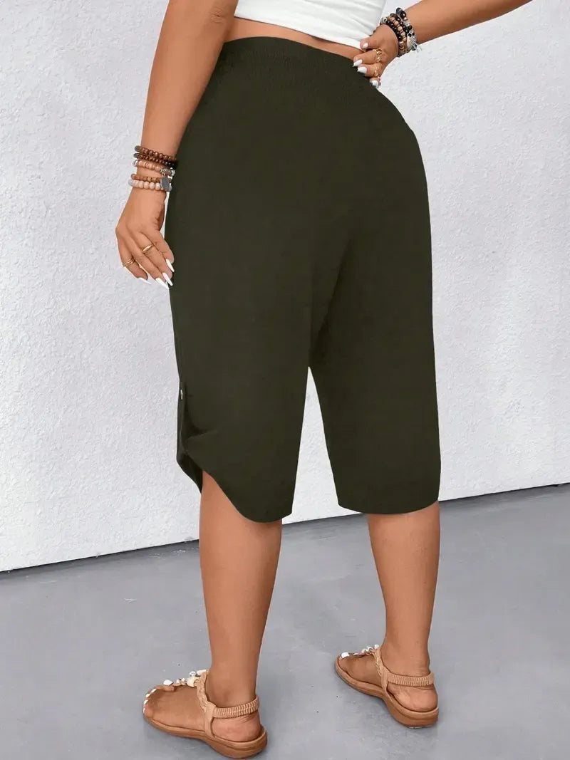 Women's Tummy Control High Waist Fitted Wide Leg Capri Pants