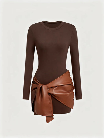 Women's Patchwork Knot Side Dress