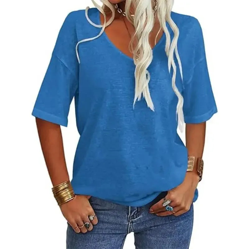 Women's 3/4 Sleeve Shirts V Neck Loose Fitting Tops