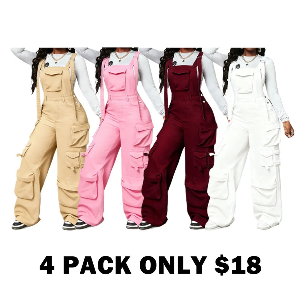 Women's Adjustable Strap Denim Jumpsuit