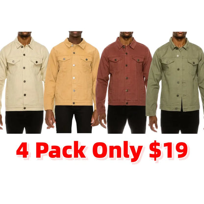 Essential Colored Denim Jacket - Classic Fit Long Sleeve Buttoned Pockets 100% Cotton Menswear Tops
