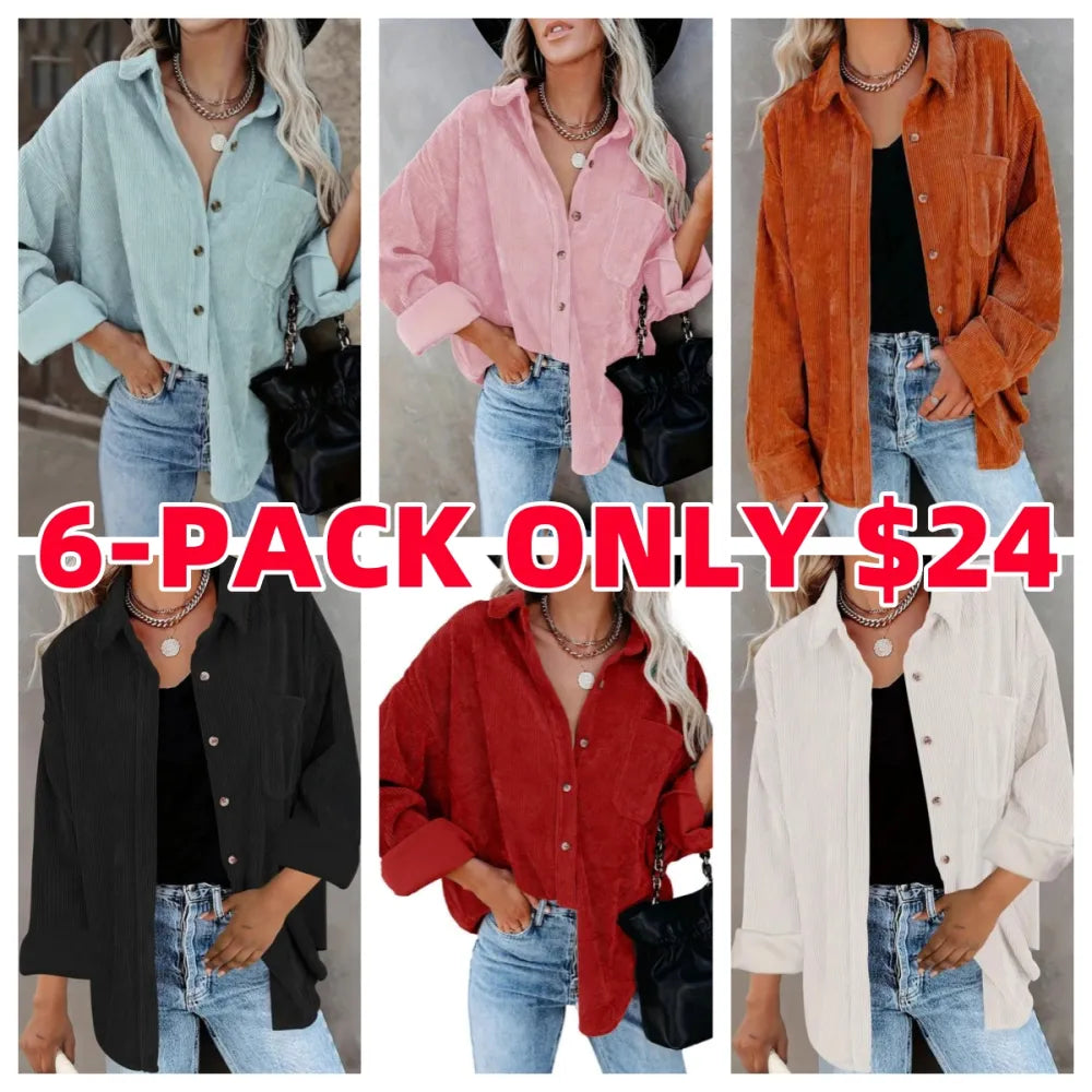 ✨Women's Plain Collared Minimalist Button Front Collared Blouse🔥