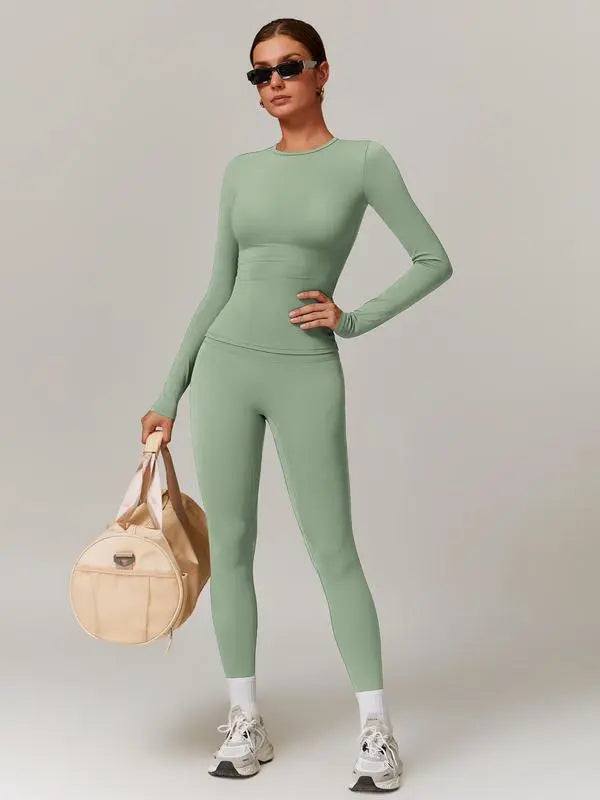 Skinny Tee & High Waist Leggings Tracksuit Set