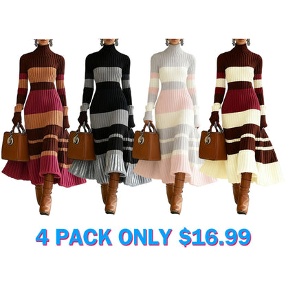 Women's Knit Dress, High Neck Long Sleeve Mermaid Tail Design