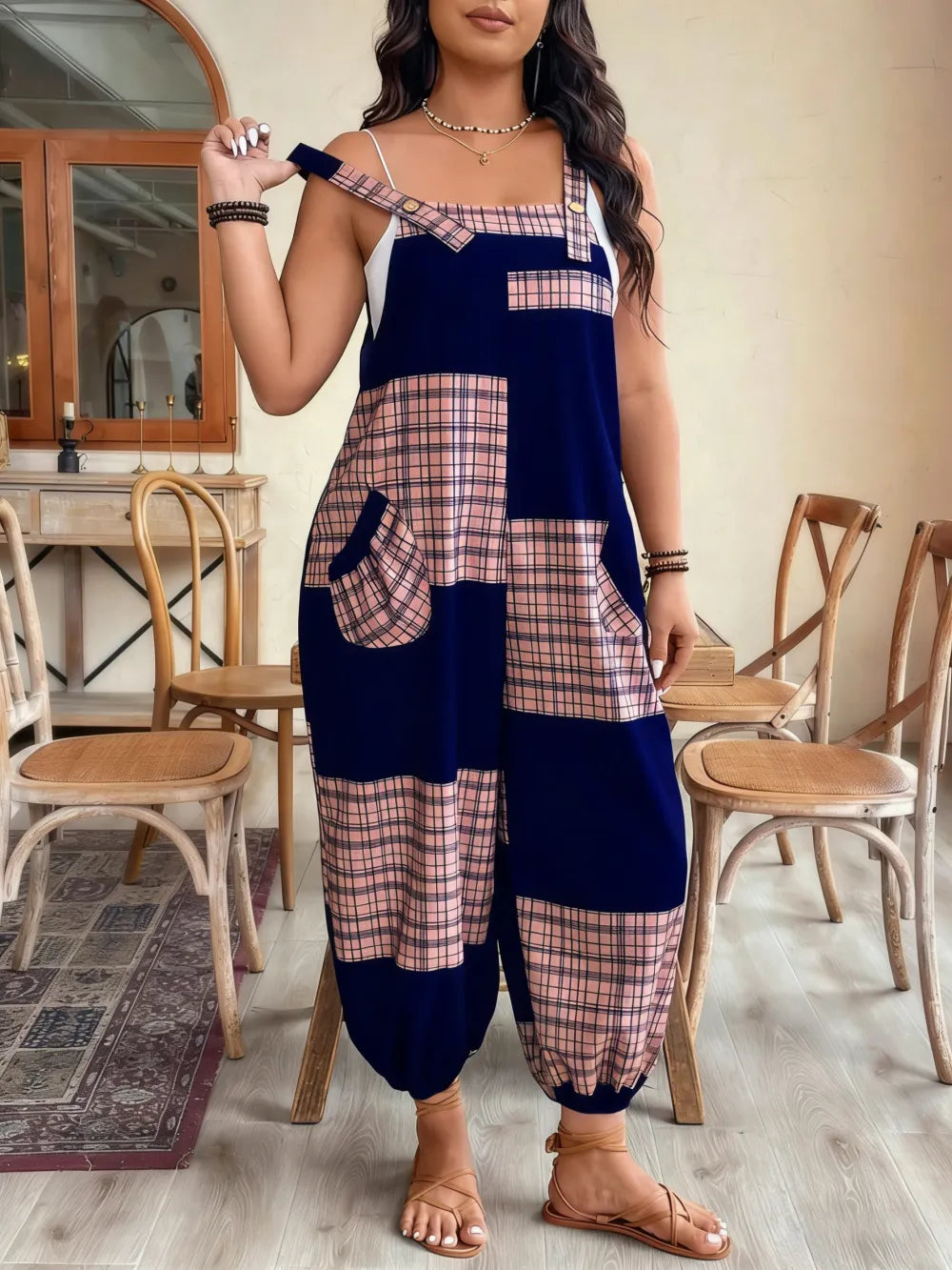 Plus Size Jumpsuit, Casual Comfy Sleeveless Jumpsuit