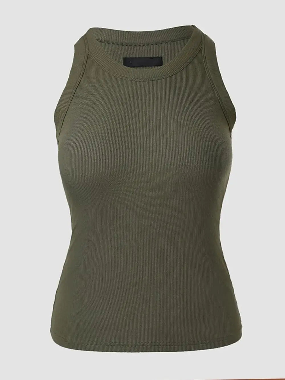 Round Neck Built-in Bra Ribbed Tank Top/Ribbed Built-in Bra Tank Top