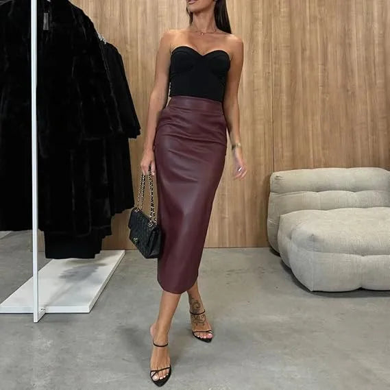 Women's Faux Leather Skirt