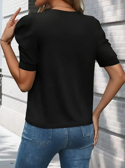 Women's Round Neck Puff Sleeve T-Shirt