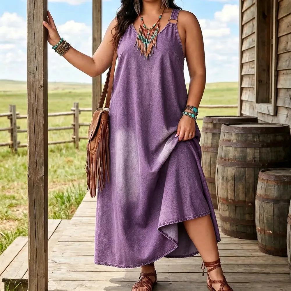 Women’s Sleeveless Denim Maxi Dress