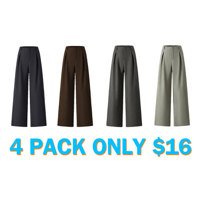 Women's Solid Color Plicated Pocket Wide Leg Pants