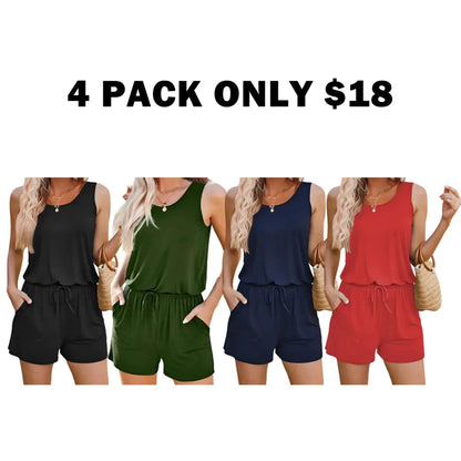 Casual Short Jumpsuit Rompers with Pockets