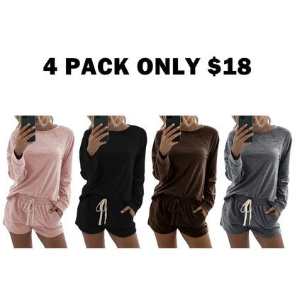 Women's Solid Raglan Loungewear Two-piece Set Pajama Set