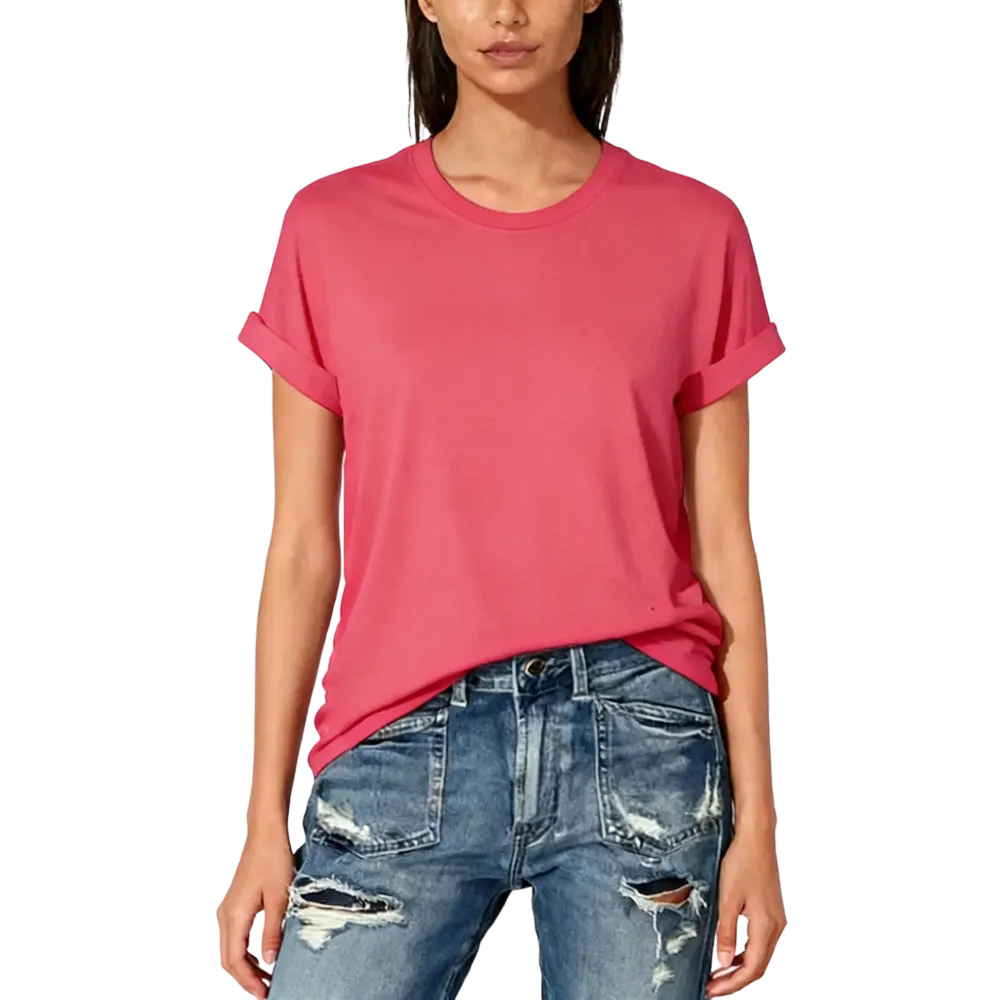 Women's Solid Round Neck Tee, Casual Short Sleeve Crew Neck T-Shirt for Summer