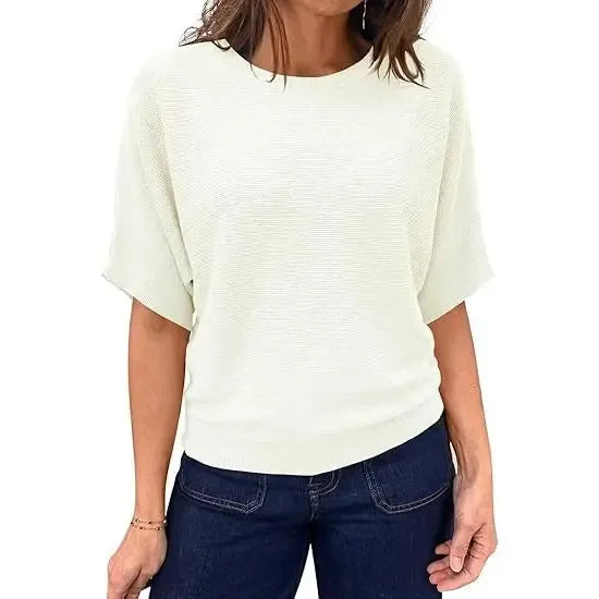 Boat Neck Lightweight Loose Fitting Knit Tops