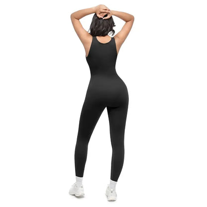 Deep V High-Waisted Tummy Control Jumpsuit