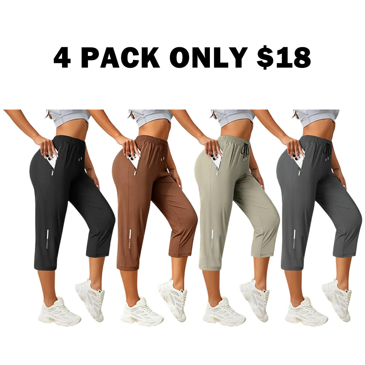 Women’s ice silk breathable high-stretch capri pants