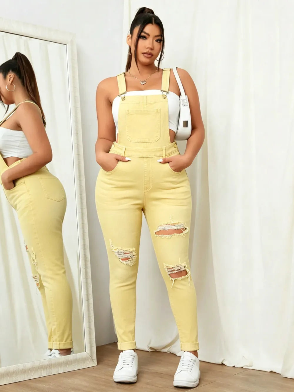 Women's Sweet Cool Denim Strap Jumpsuit