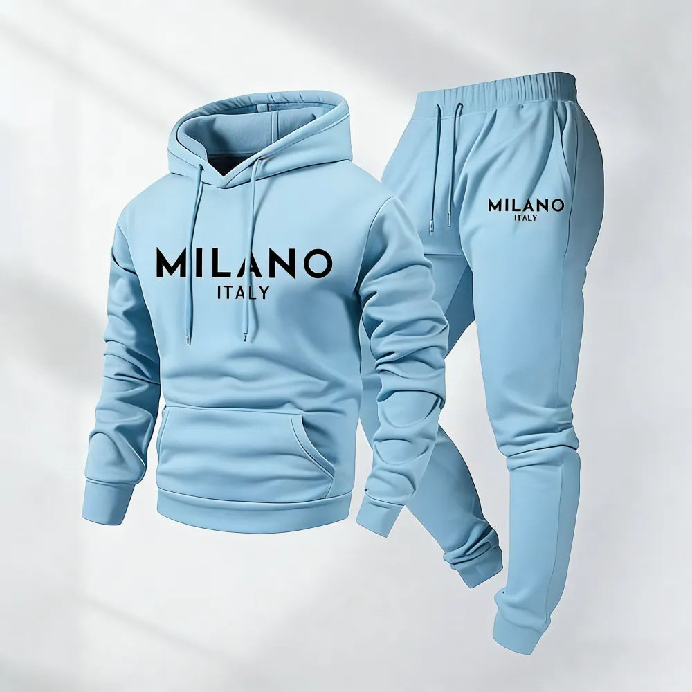 Men's Milano Printed Hoodie and Drawstring Sweatpants Set