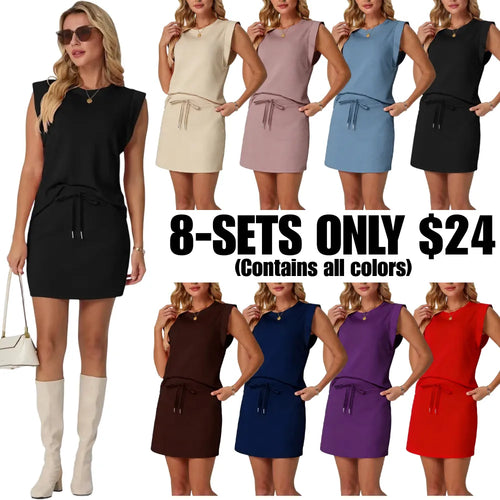 Women's Summer 2 Piece Skort Set Cap